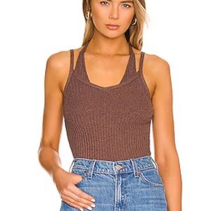pistola Brown Ribbed Double-Strap Tank Top